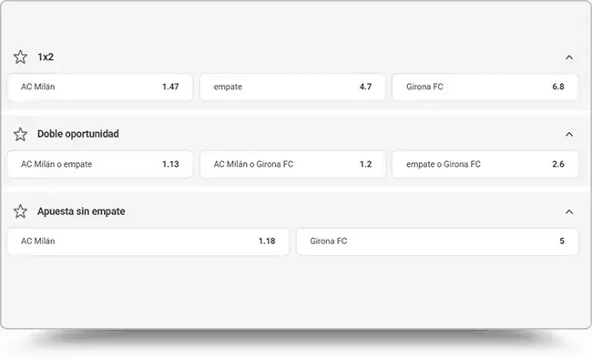 Ejemplo de apuesta sin empate