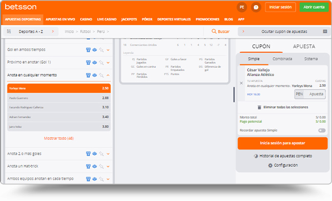 Cuotas Goleador